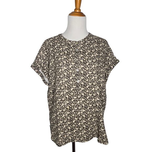 Faherty Dream Cotton Desmond Top Nusafloral Olive Organic Cotton Women Large - Picture 2 of 12